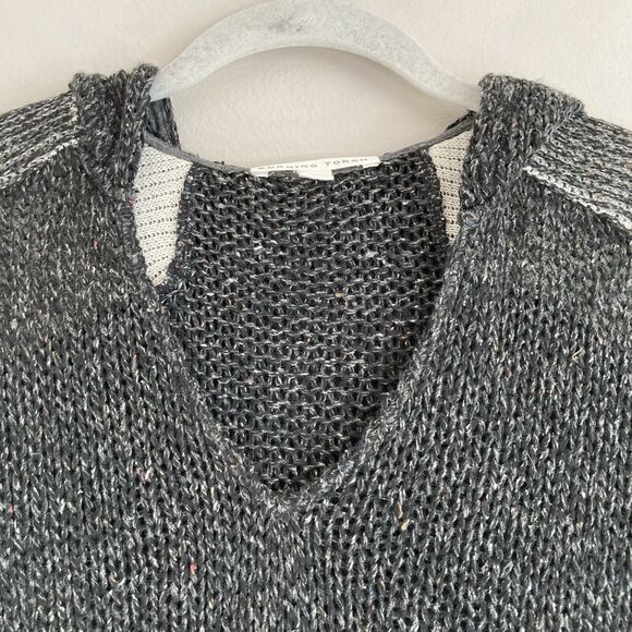 Burning Torch Anthropologie Gray Open Knit Hooded Sweater Size XS Boho Hippie - Picture 2 of 11